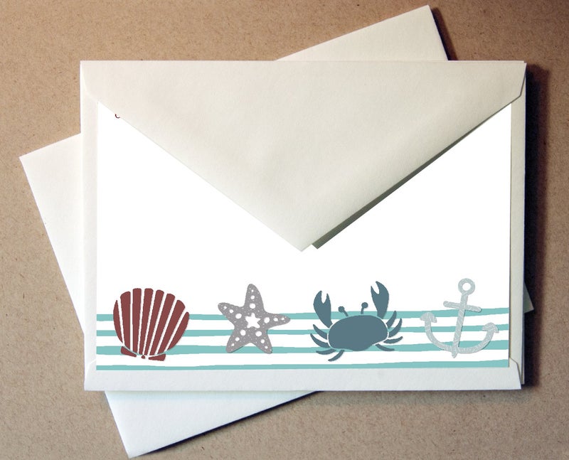 Little Notes by Comptime Sea Shore Note Cards (24 Non-foldover Cards and Envelopes) Seashore Cards - Image 2